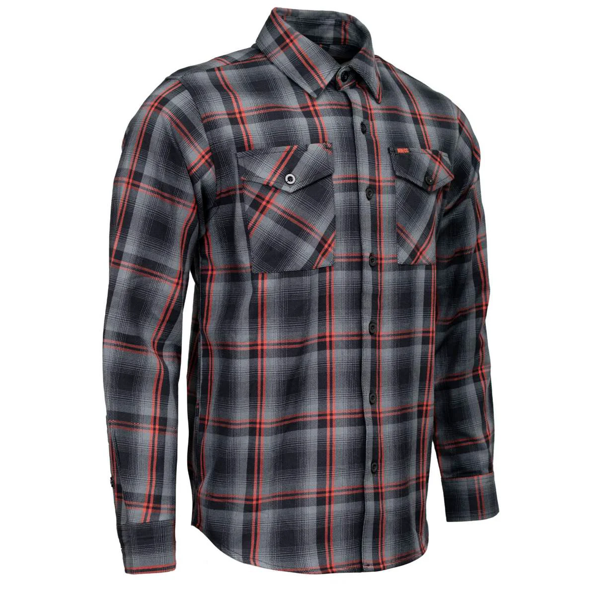Stylish MMCC Men's Eclipse Gray Black Red Cotton Long Sleeve Flannel Shirt - MMC11605MMCC Eclipse Men's Cotton Flannel Functional