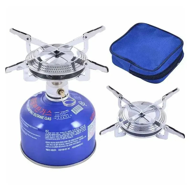 Green Windproof Camping Gas Stove – Portable Foldable Electronic Ignition Stove Head for Outdoor Cooking Hiking Mountaineering Smart
