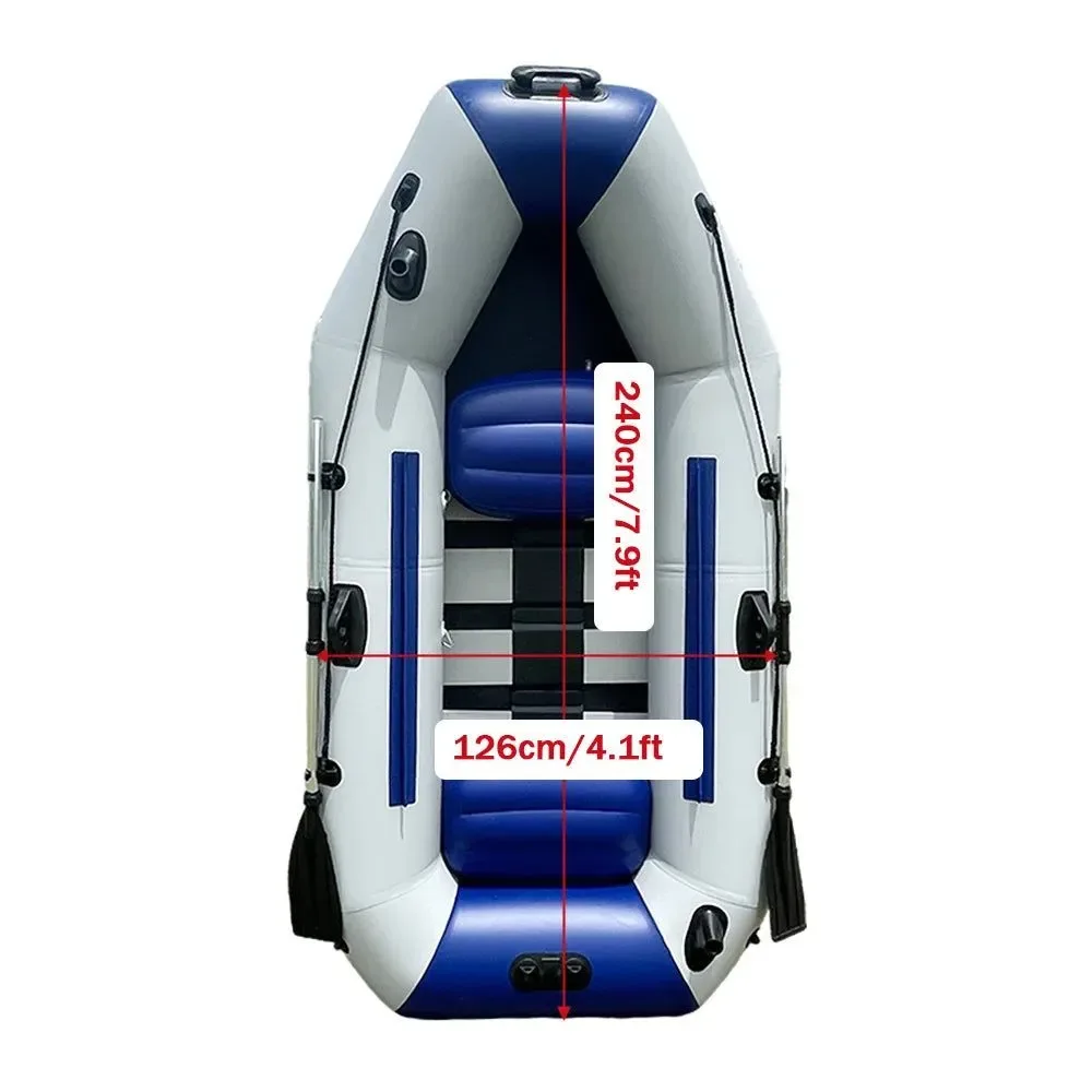 Quality 7.9ft Inflatable Fishing Boat 240kg Capacity 3-Person PVC Dinghy with Slat Floor Oars Genuine