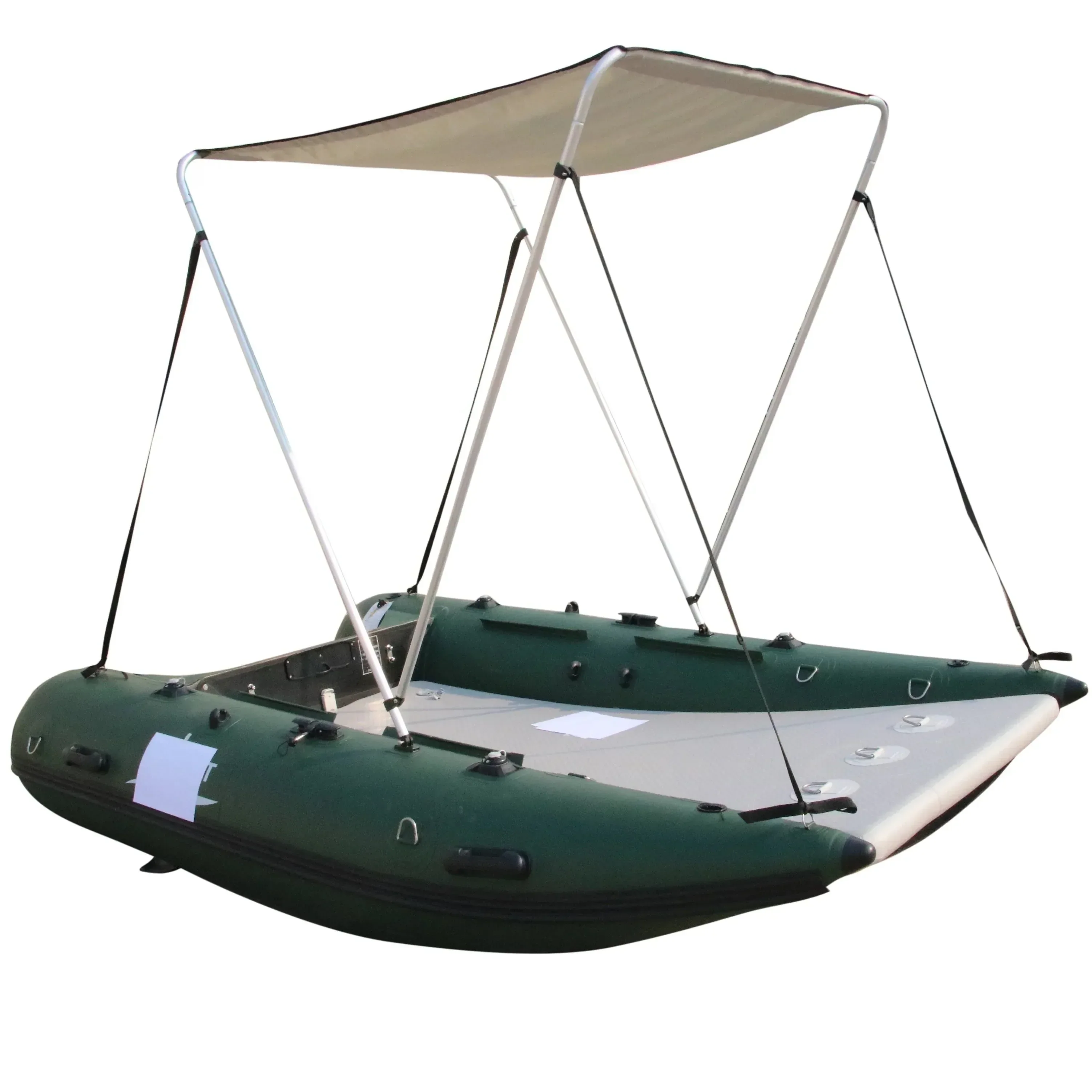 Fine Crafted 310cm Inflatable Catamaran Speed Boat - 4-Person PVC Marine Craft Green