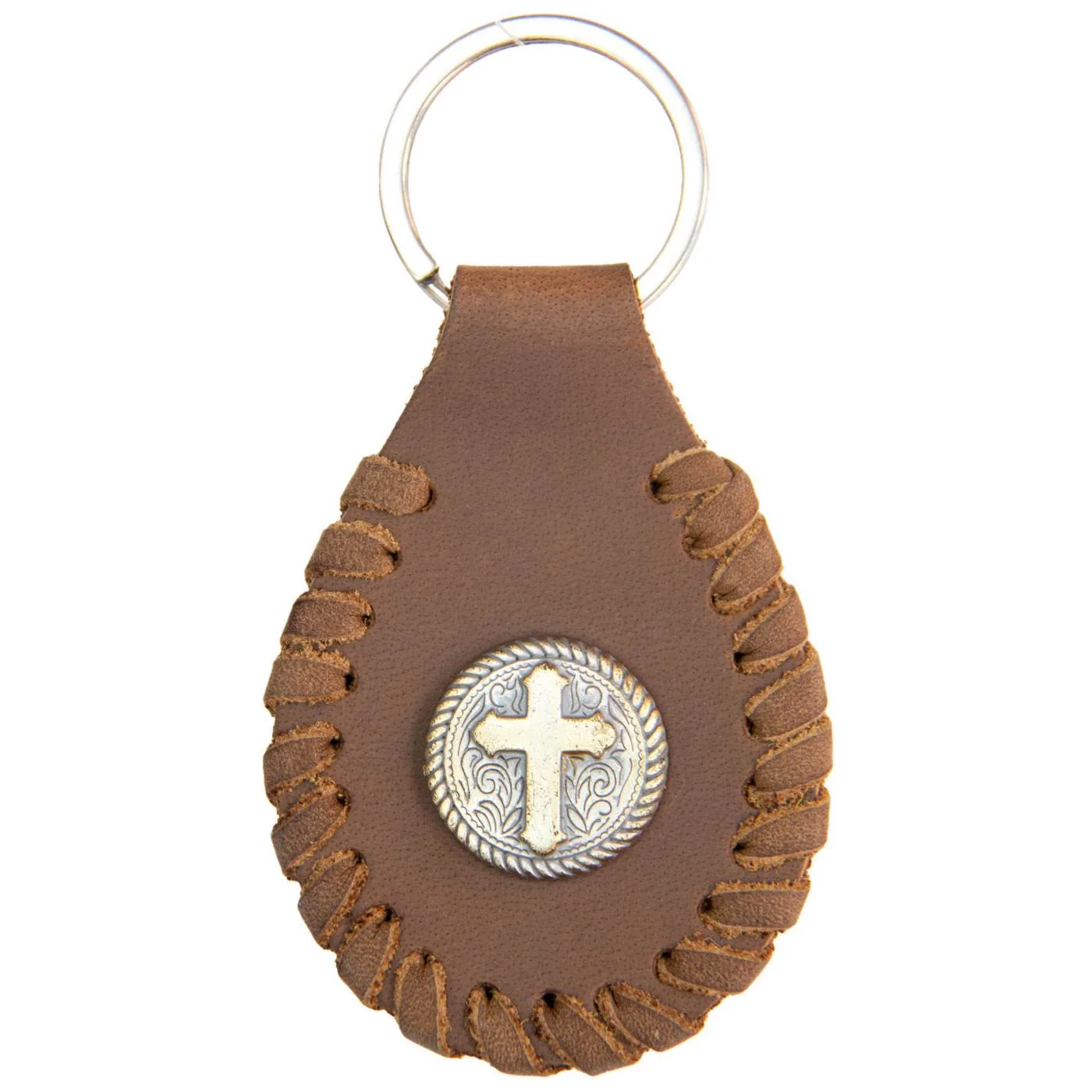 Expertly Made Milwaukee Leather Black Circle Cross Pewter Emblem Key Chain - MLA9517 Trusted