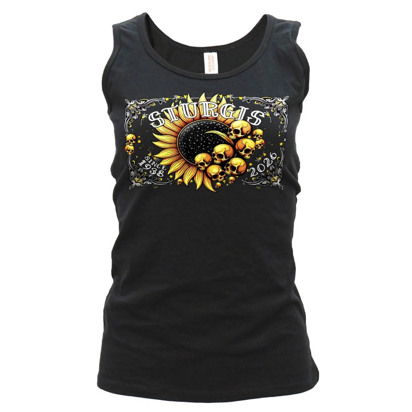 Premium Material 2026 Ladies Sturgis Motorcycle Rally Cosmic Sunflower Black Tank Top - SPL2900 Healthy