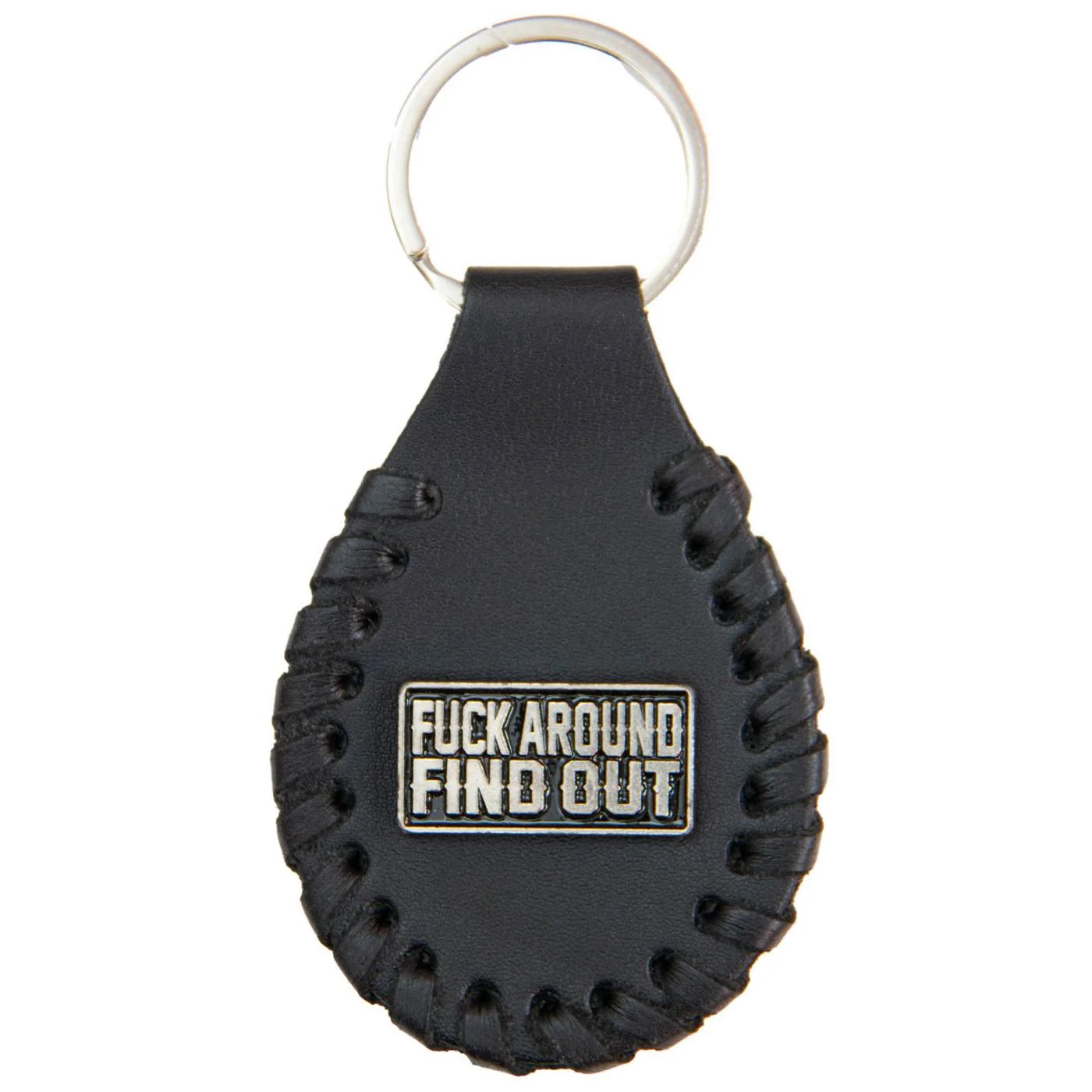 Genuine Milwaukee Leather Black F Around Find Out Pewter Emblem Key Chain - MLA9519 Reliable