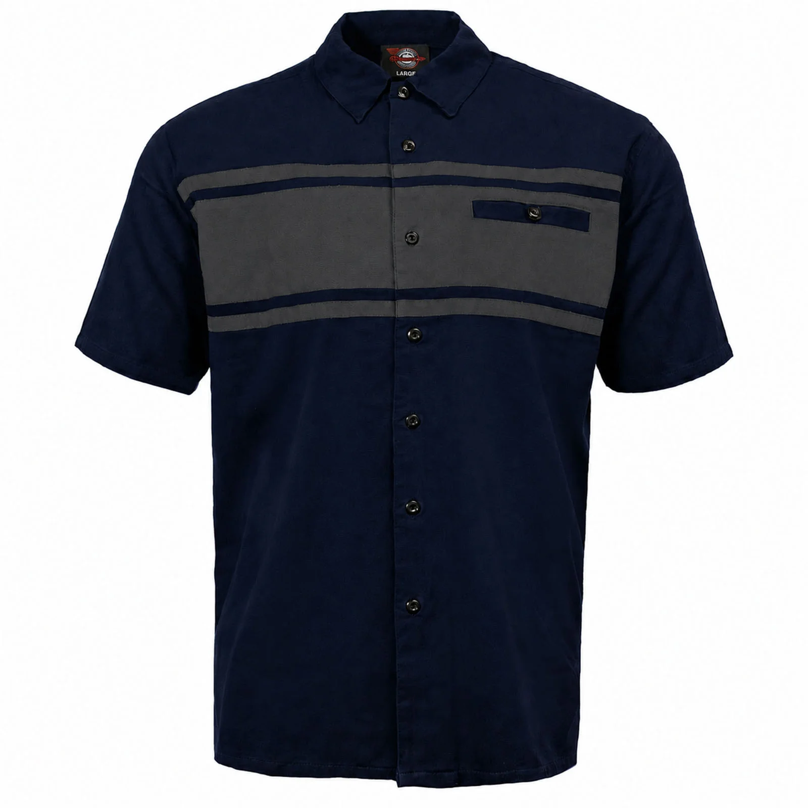 Sustainable MMCC Men's Gear Head Blue Grey Mechanic Shirt - Microfiber Panel - MMC16019MMCC Gear Head Mechanic Shirt Fashionable