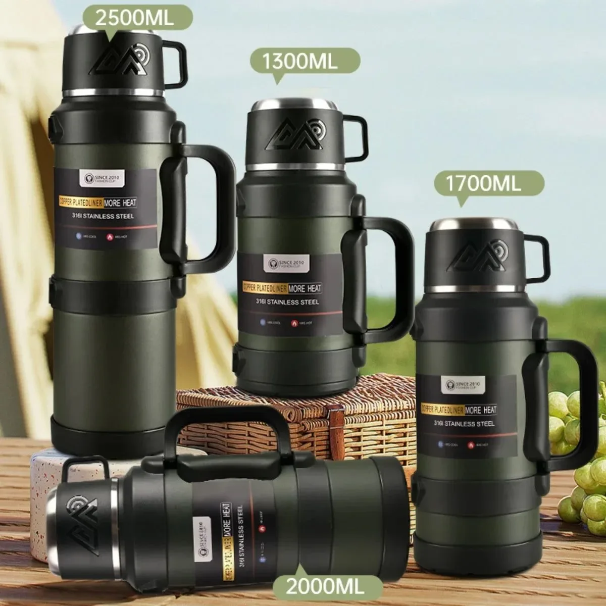 Modern 72-Hour Stainless Steel Thermos – Large Capacity Insulated Water Bottle with Handle Premium Material