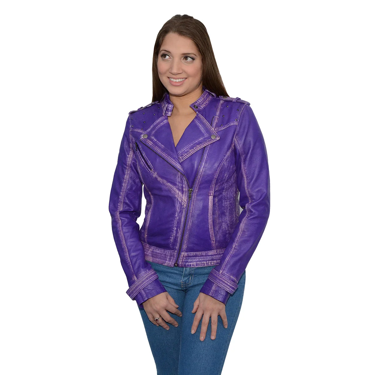 Lightweight Milwaukee Leather Women's Maiden Purple Premium Sheepskin Motorcycle Fashion Leather Jacket - SFL2840 Selected
