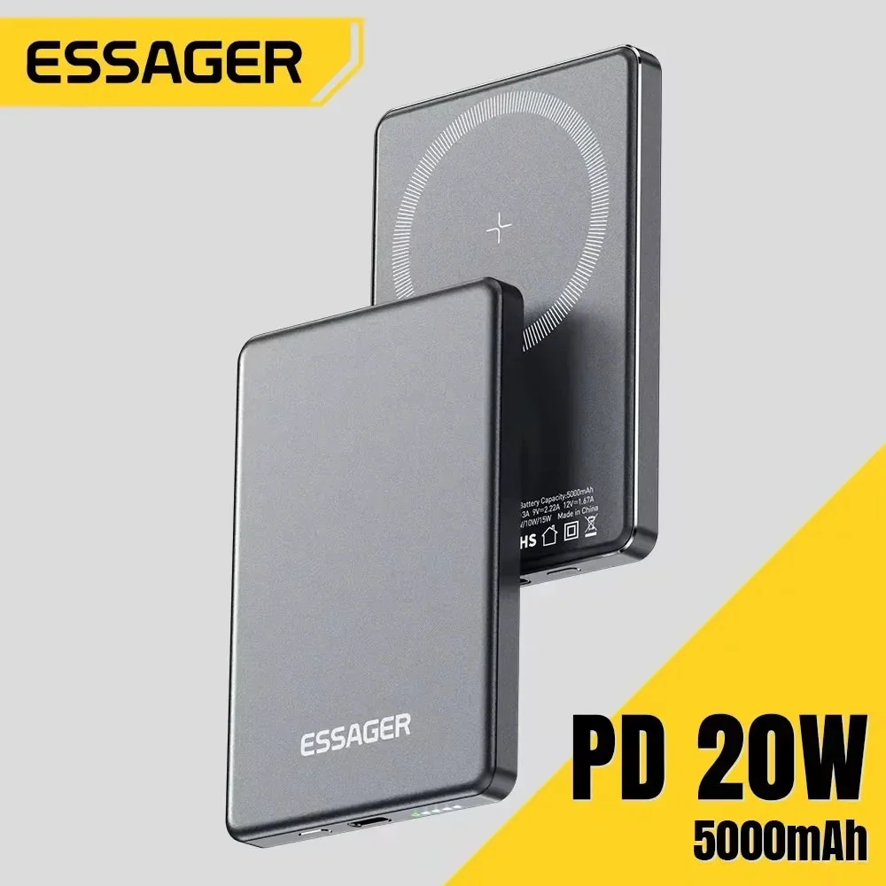 Convenient Magnetic Wireless Power Bank 5000mAh – Ultra Slim 20W Fast Charging Portable Charger for iPhone Smartphones Eco-Friendly