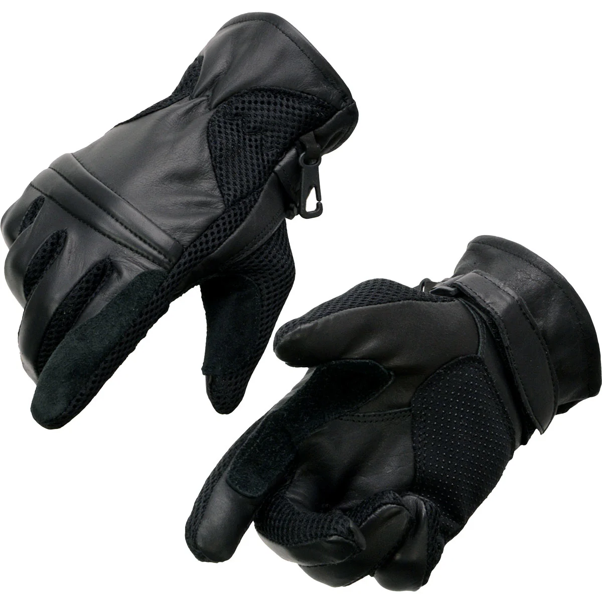 Recyclable Milwaukee Leather SH296 Men's Black Leather Mesh Racing Motorcycle Hand Gloves W Padded Knuckle Trendy