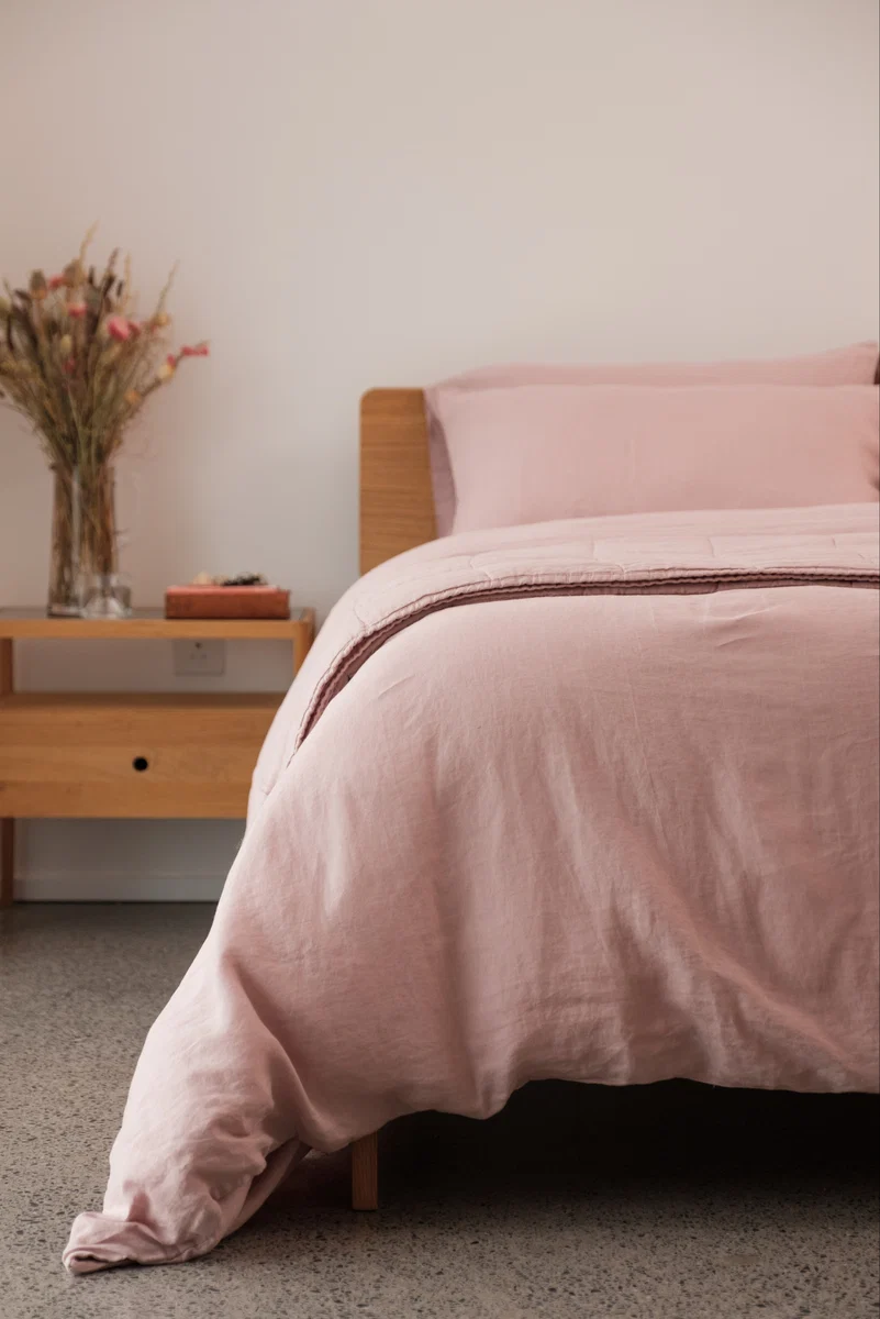 Easy-to-Use Foxford Blush Pure Linen Duvet Set Luxury
