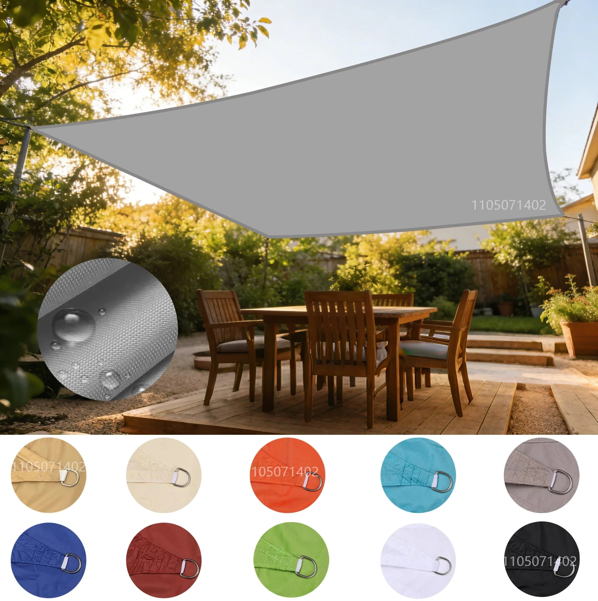 Detailed Waterproof UV Block Sun Shade Sail D-Rings Patio Garden Durable