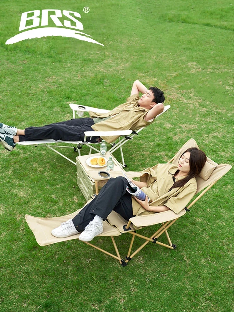 Quality BRS 2-in-1 Reclining Camping Chair Folding Lounge Smart