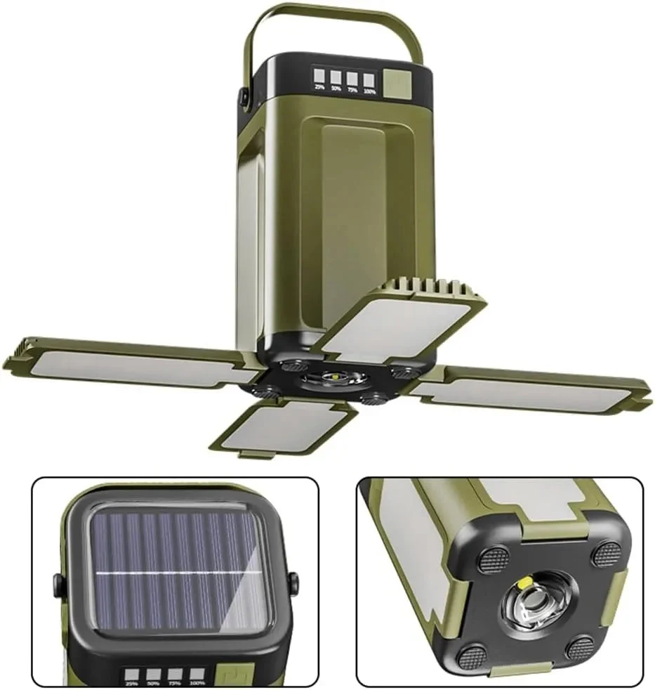 User-Friendly 4-Leaf Foldable Solar Camping Lantern LED Rechargeable Natural