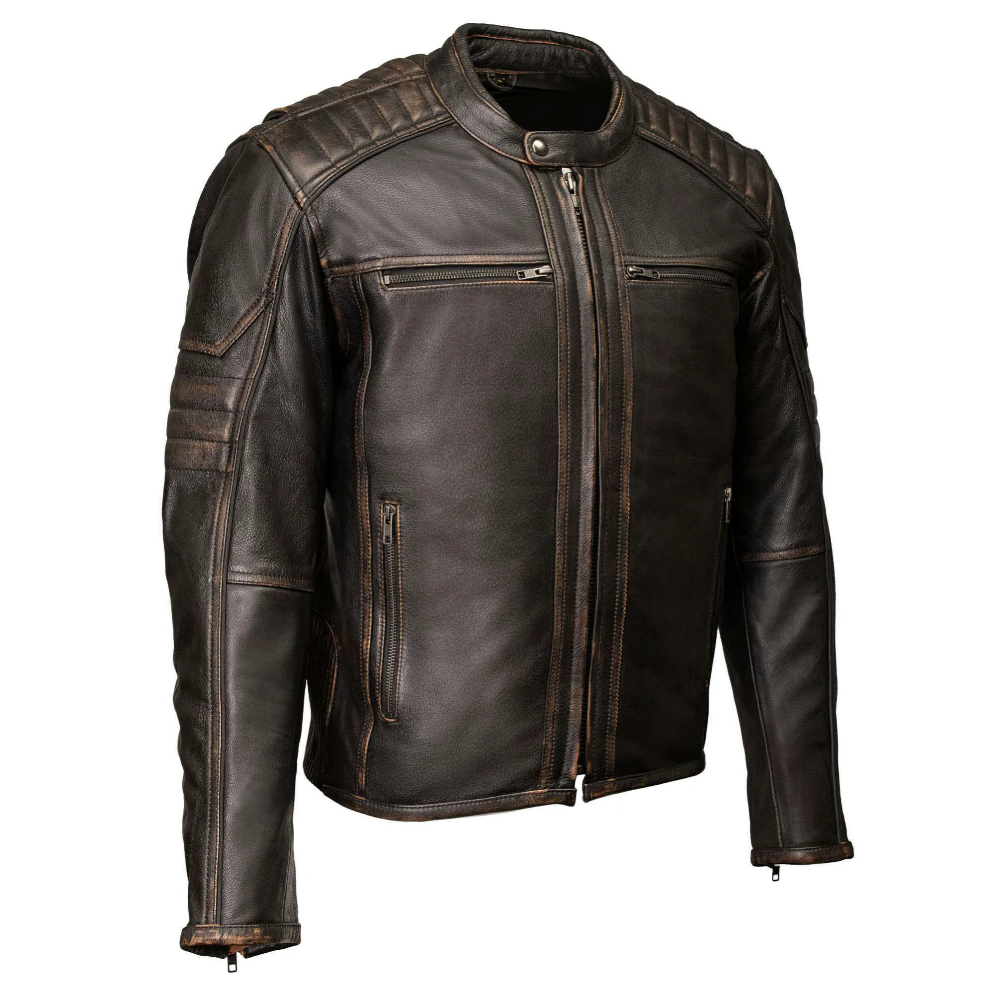 Certified MMCC Men's Anarchy Brown Leather Motorcycle Jacket - MMC10004 Elegant
