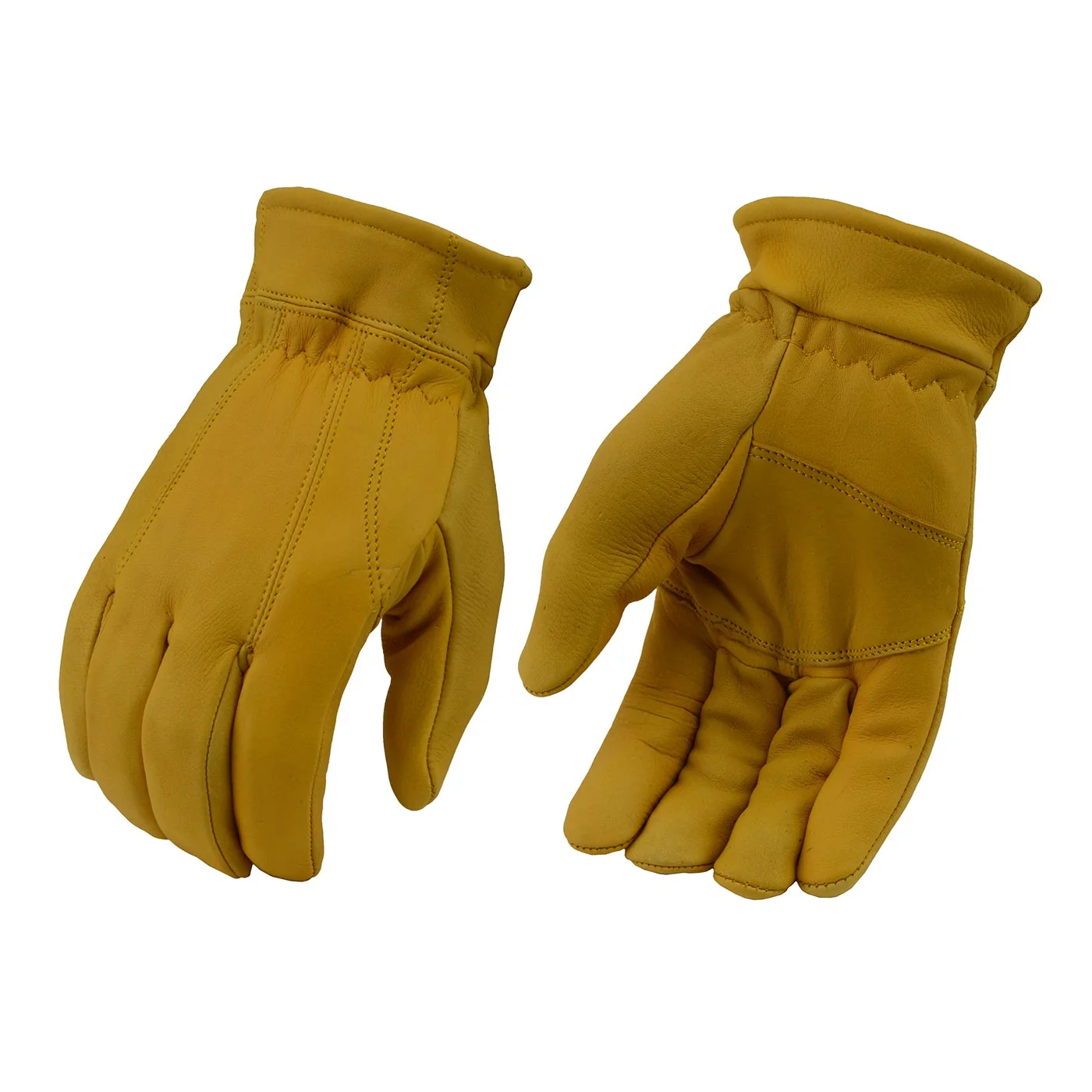 Traditional Milwaukee Leather Men's Deerskin Leather Gloves - Yellow Lined Lightweight Elastic Wrist - MG7542 Recyclable