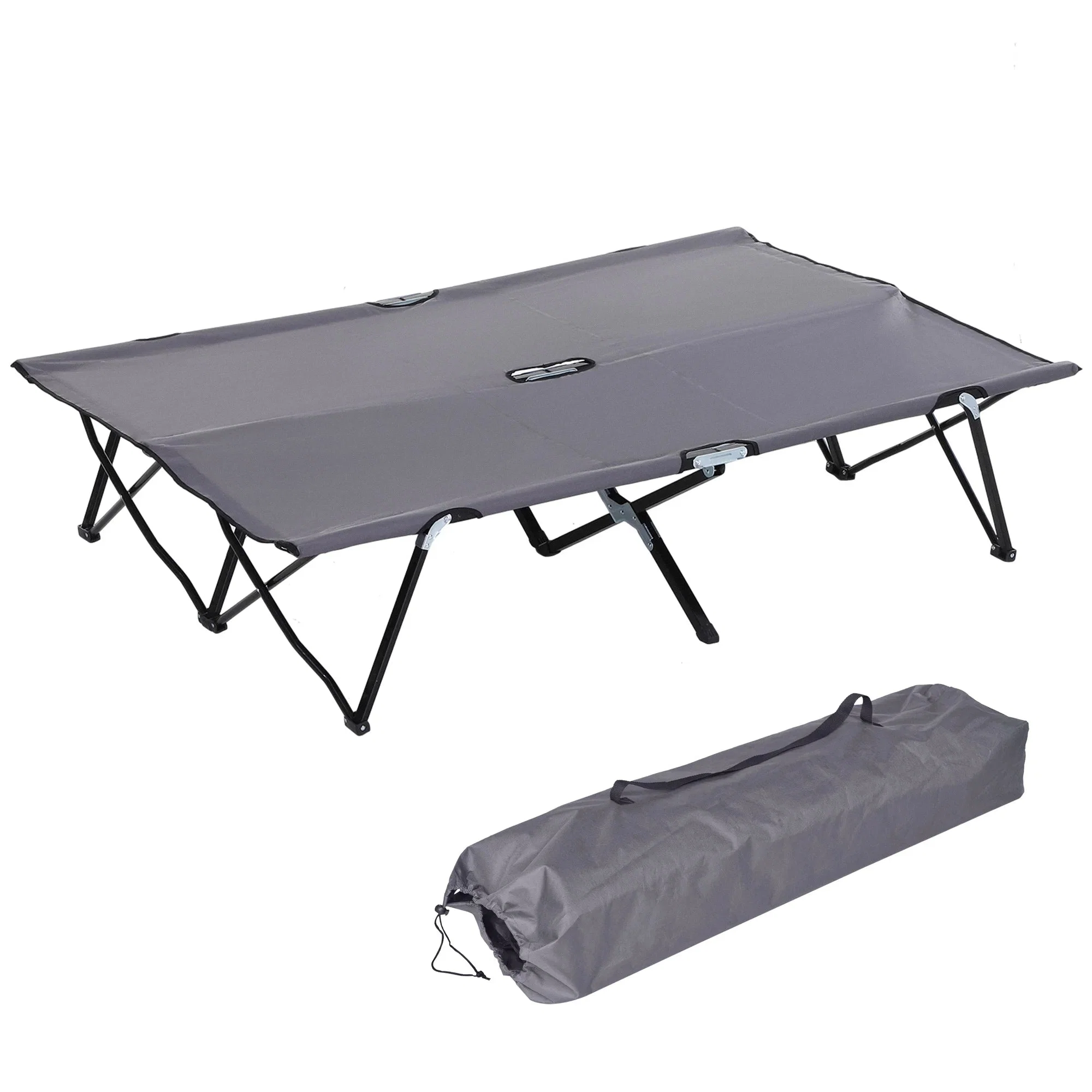 Specialty Double Camping Cot Bed – 2-Person Folding Steel Frame Camp Bed with Carry Bag Grey Double Camping Cot Bed – 2-Person Folding Steel Frame Camp Bed with Carry Bag Grey Expertly Made