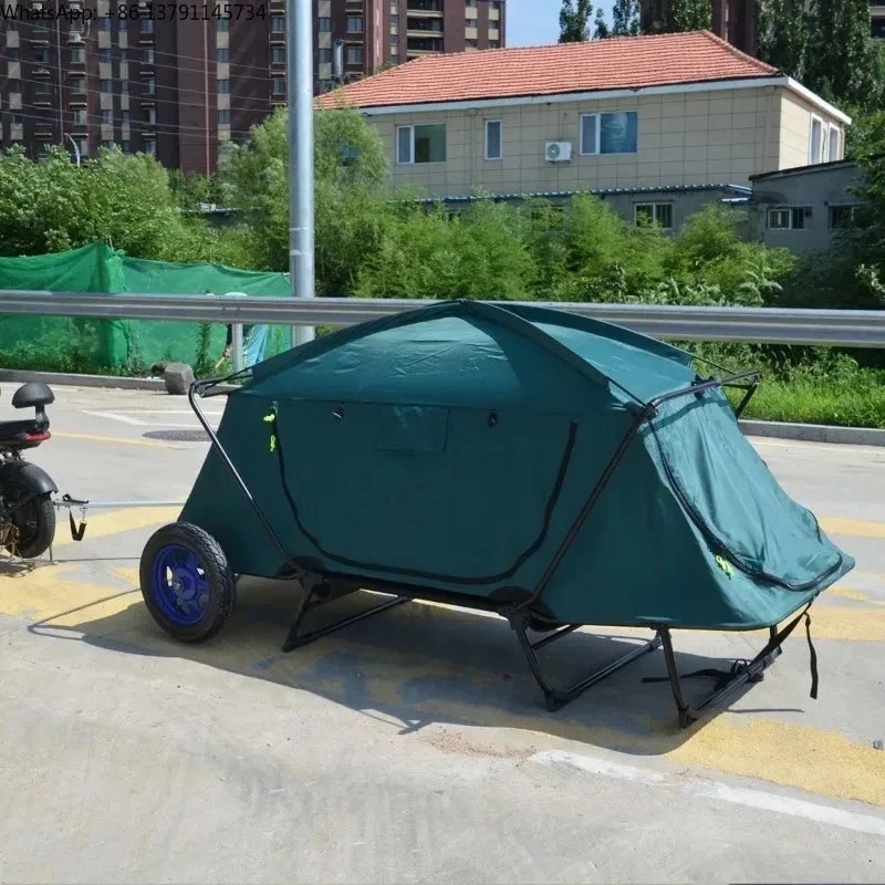 Safe Single-Person Cycling Hiking Trailer Tent – Automatic Pop-Up Camping Tent for Overnight Adventures Organic