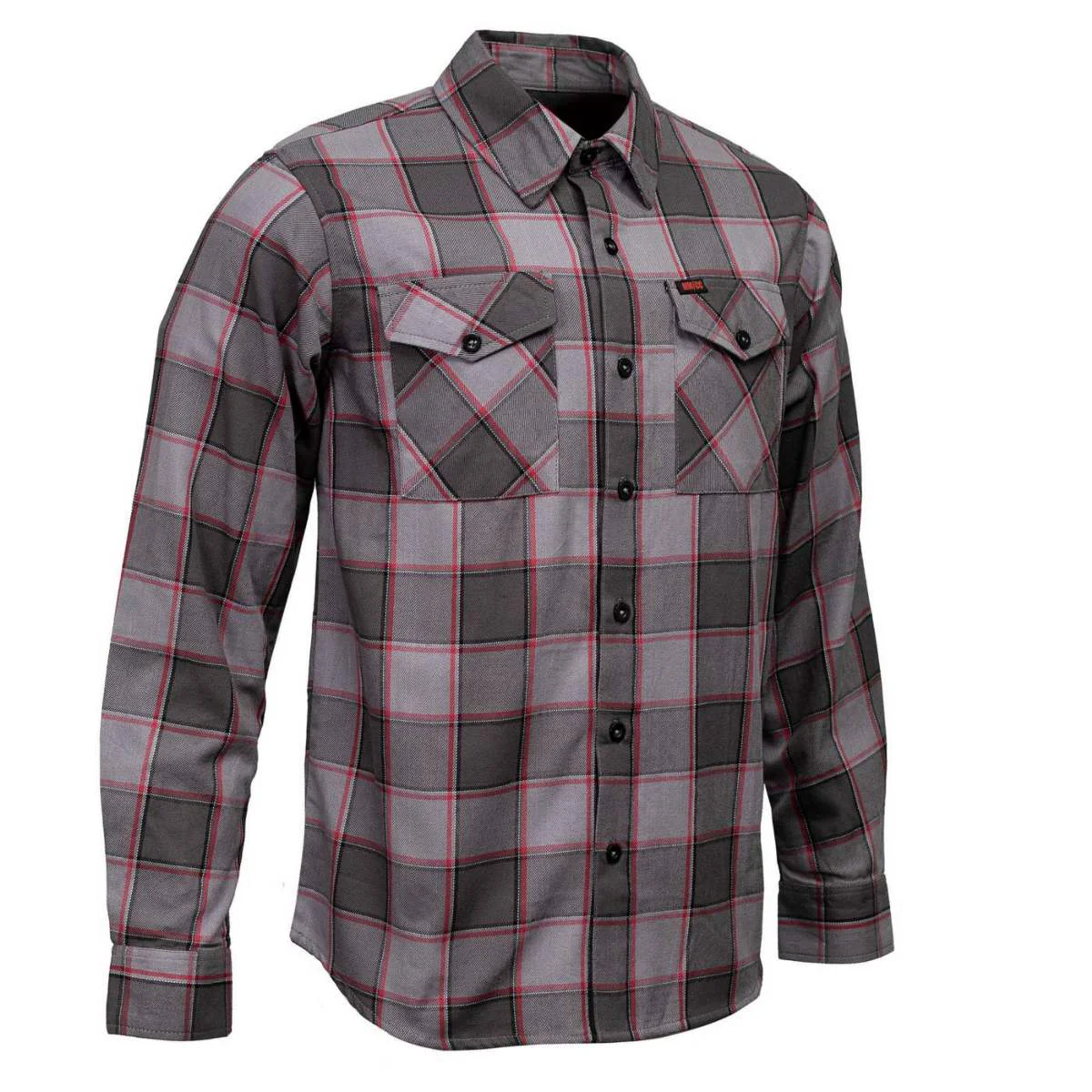 Fine MMCC Men's The Shadow Gray Red Cotton Long Sleeve Flannel Shirt - MMC11603MMCC The Shadow Men's Cotton Flannel High-End