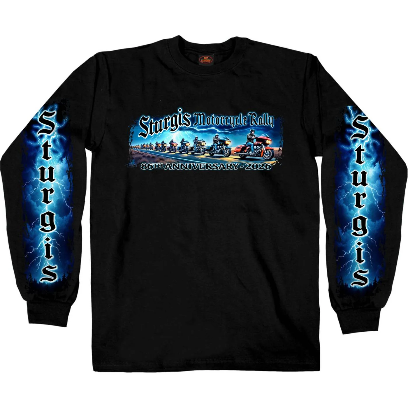 Breathable 2026 Men's Sturgis Motorcycle Rally Eagle Storm Black Long Sleeve Shirt - SPB2132 Selected