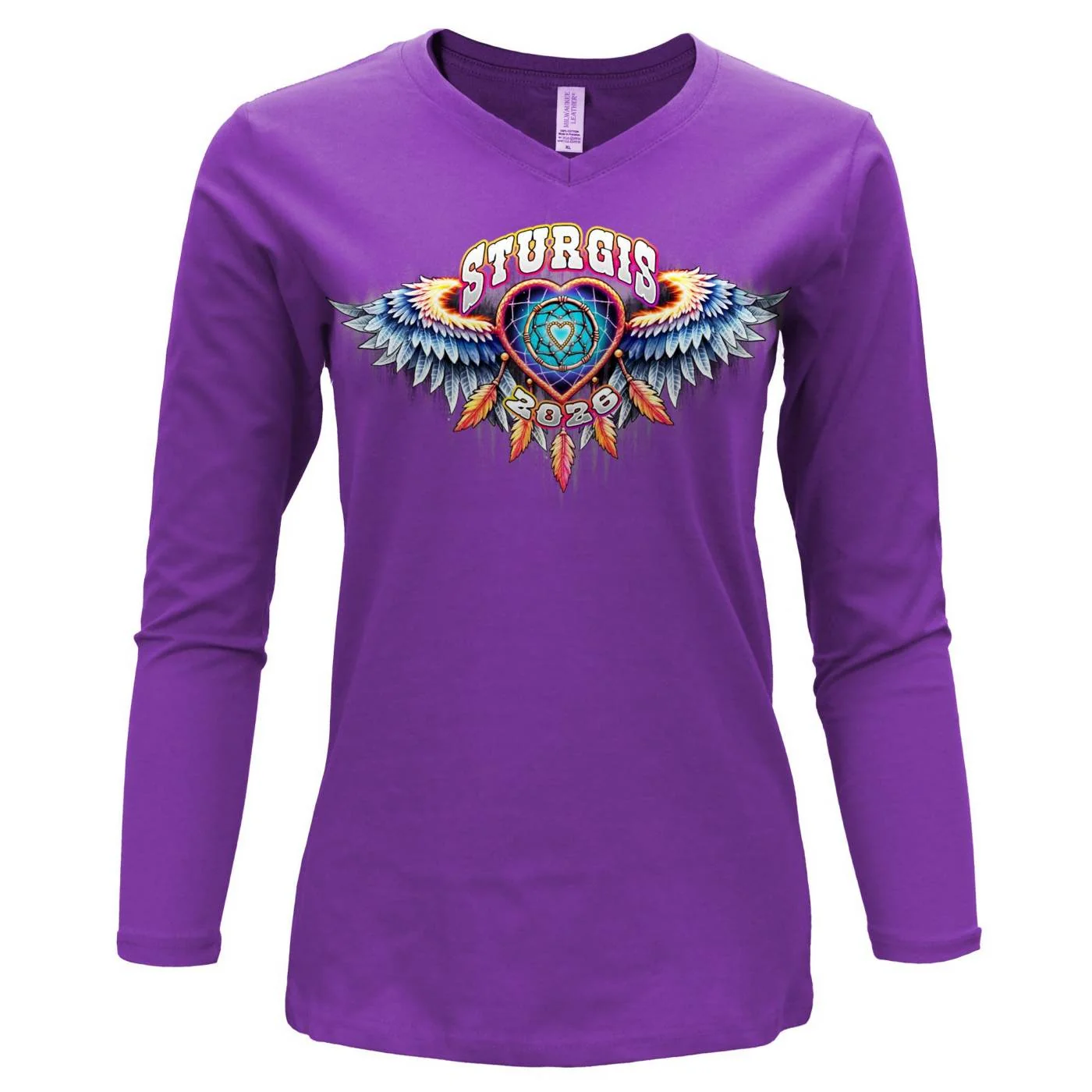 Long-Lasting 2026 Ladies Sturgis Motorcycle Rally Dream Catcher Purple Long Sleeve Shirt - SPL3899 Outstanding