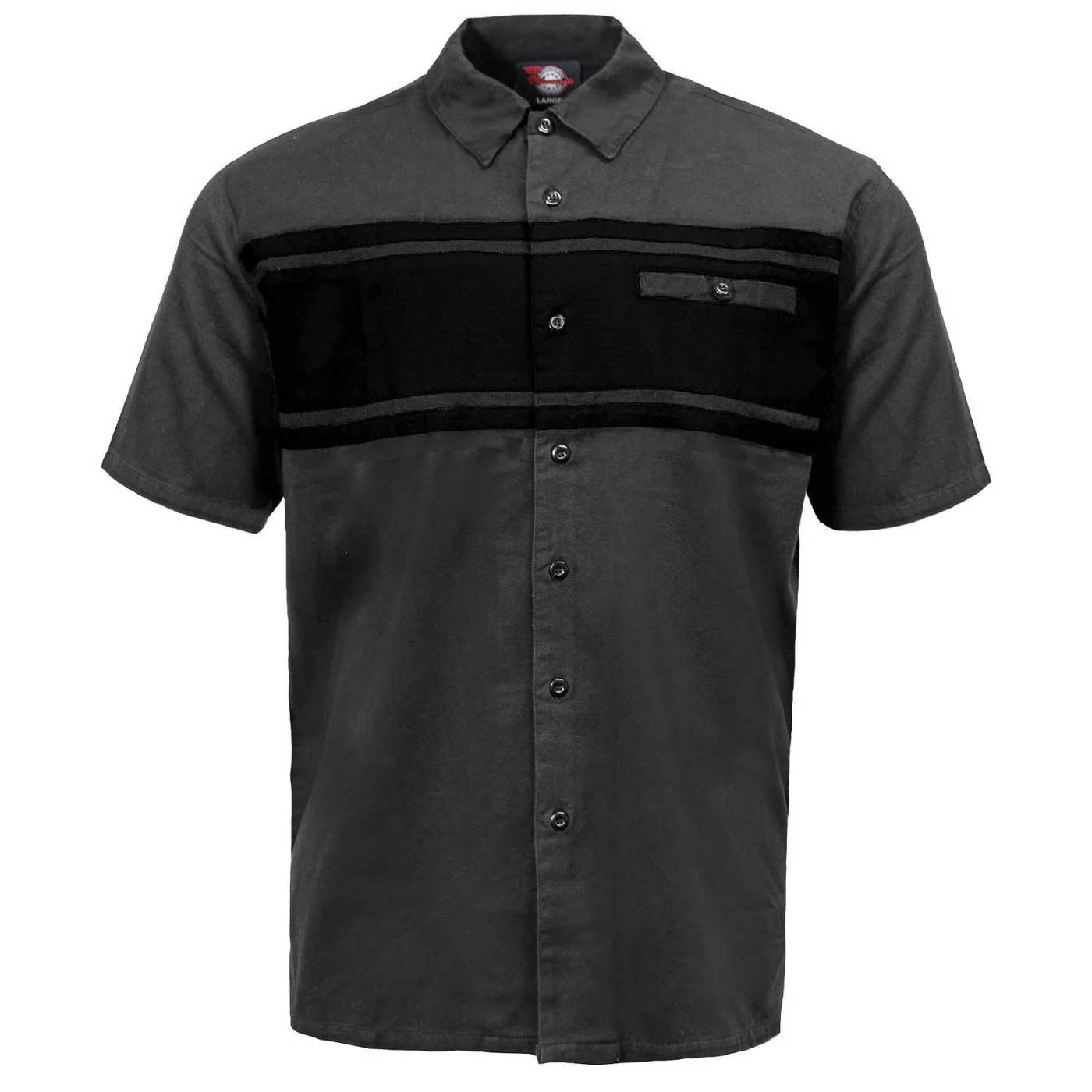 Trusted MMCC Men's Gear Head Grey Black Mechanic Shirt - Microfiber Panel - MMC16017MMCC Gear Head Mechanic Shirt Enhanced
