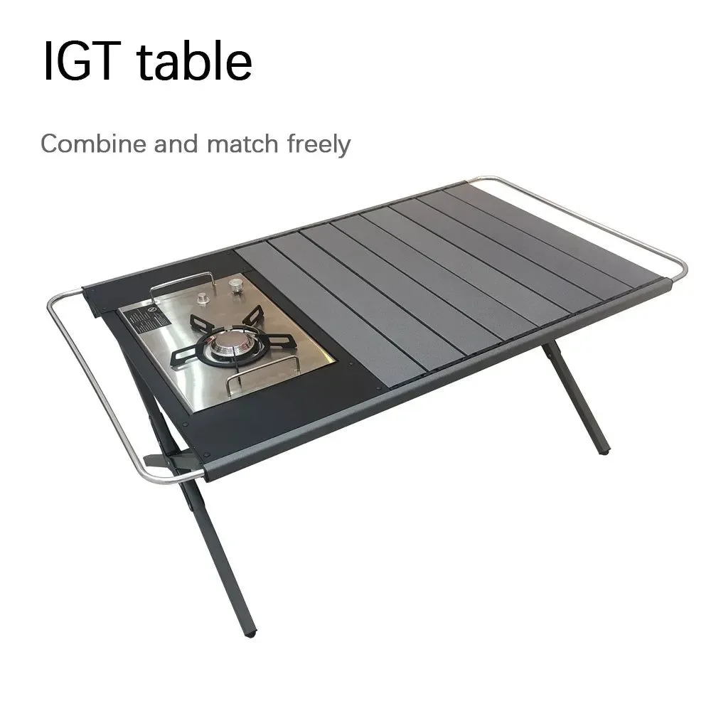 Safe Mesa IGT de aleación de aluminio para exteriores mesa telescópica portátil para acampar con hornillo de gas y bandeja para té. Effective