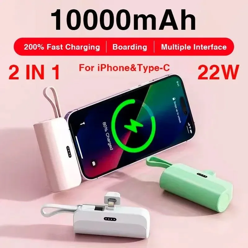 Genuine Mini banco de energía inalámbrico Capsule carga rápida de 10 000 mAh con puertos Lightning y tipo C First-Class