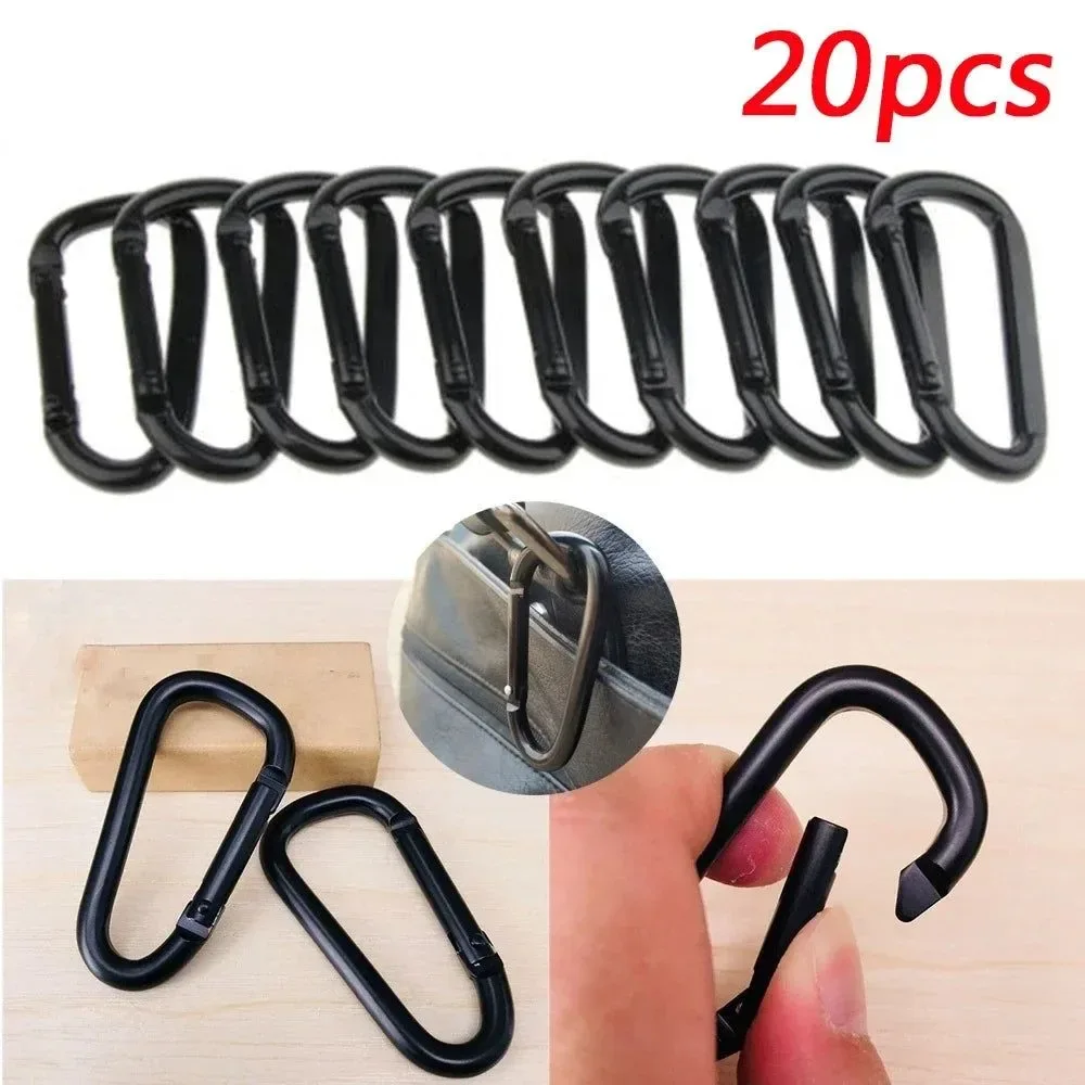 Pure Juego de 20 mosquetones negros ganchos de aleación de aluminio duraderos para acampar hacer senderismo y actividades al aire libre. Responsible
