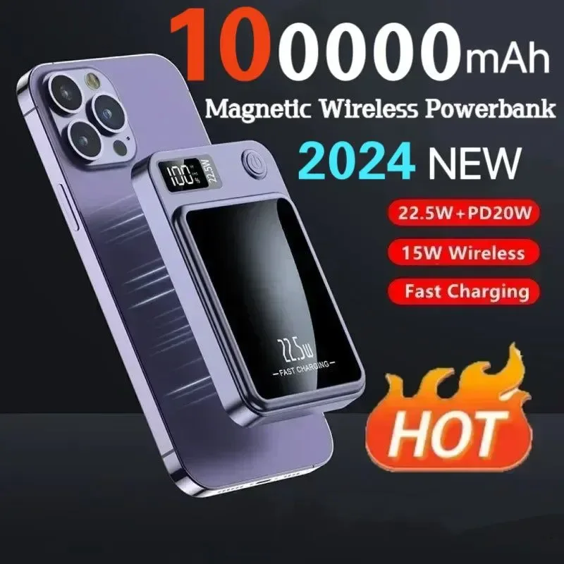 Expertly Made Banco de energía inalámbrico magnético Qi de 100 000 mAh - Carga rápida de 22 5 W Sophisticated