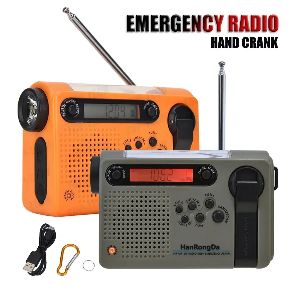 Practical Radio meteorológica solar AM FM SW multifuncional de banda completa - Linterna LED de emergencia y banco de energía para celular en exteriores Durable