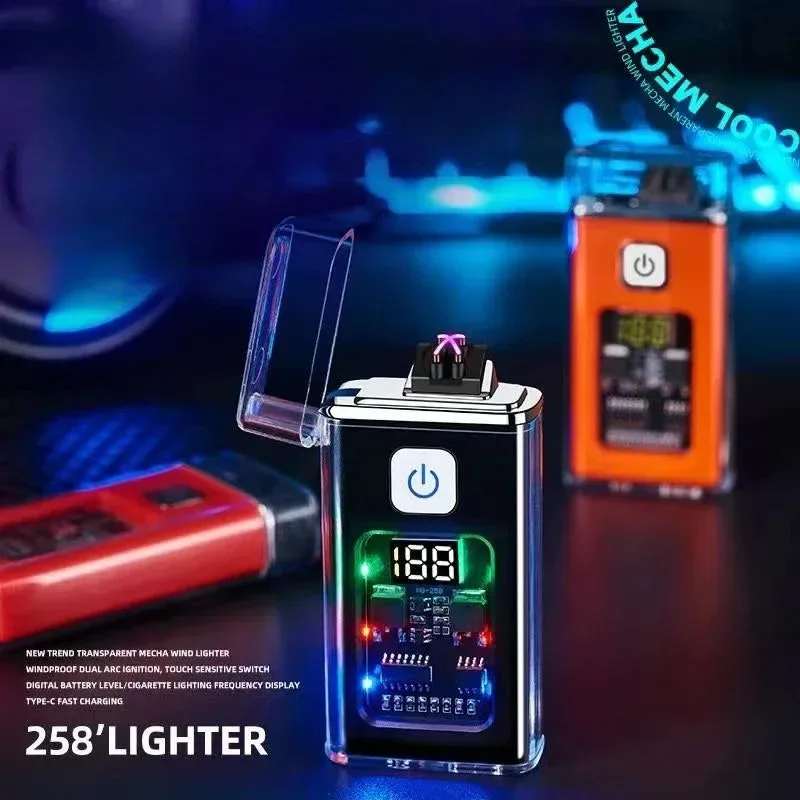 Classic Encendedor eléctrico recargable por USB elegante y resistente al viento de plasma de doble arco i para hombres i para acampar al aire libre y para encender fuego. Superior