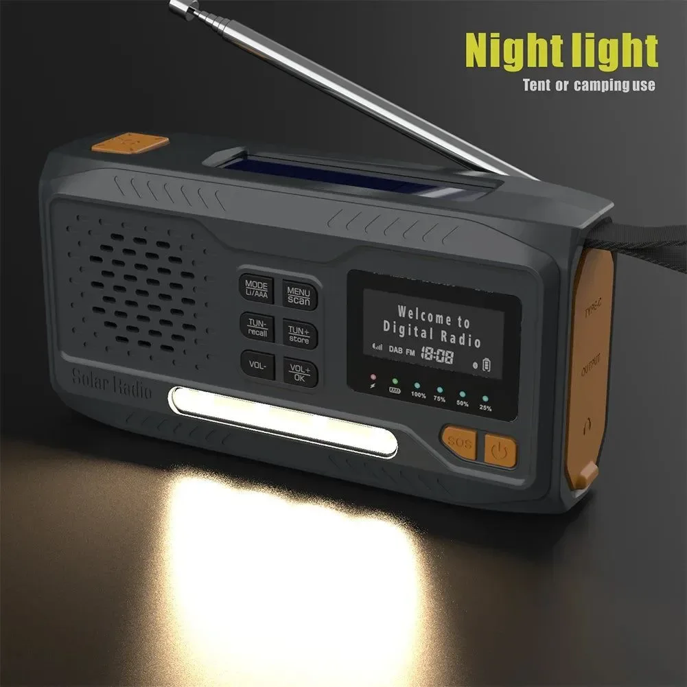 User-Friendly Radio de emergencia solar con manivela - 2000 mAh recargable compatible con DAB FM Bluetooth con alimentación de 4 vías y lámpara de lectura para supervivencia Safe