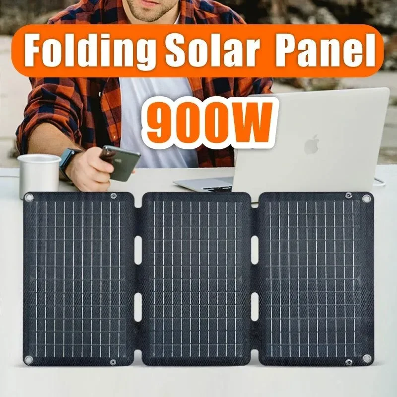 Soft Bolsa portátil con panel solar plegable de 900 W y salida USB cargador solar de alta eficiencia para actividades al aire libre viajes de negocios senderismo y acampadas. Convenient
