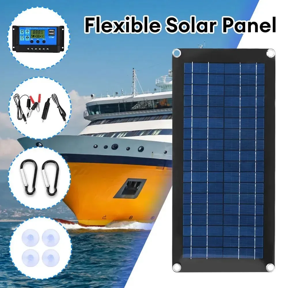 Premium Material Panel solar flexible de 30 W con controlador sistema de energía solar con doble puerto USB para acampar en casa y al aire libre. Quality