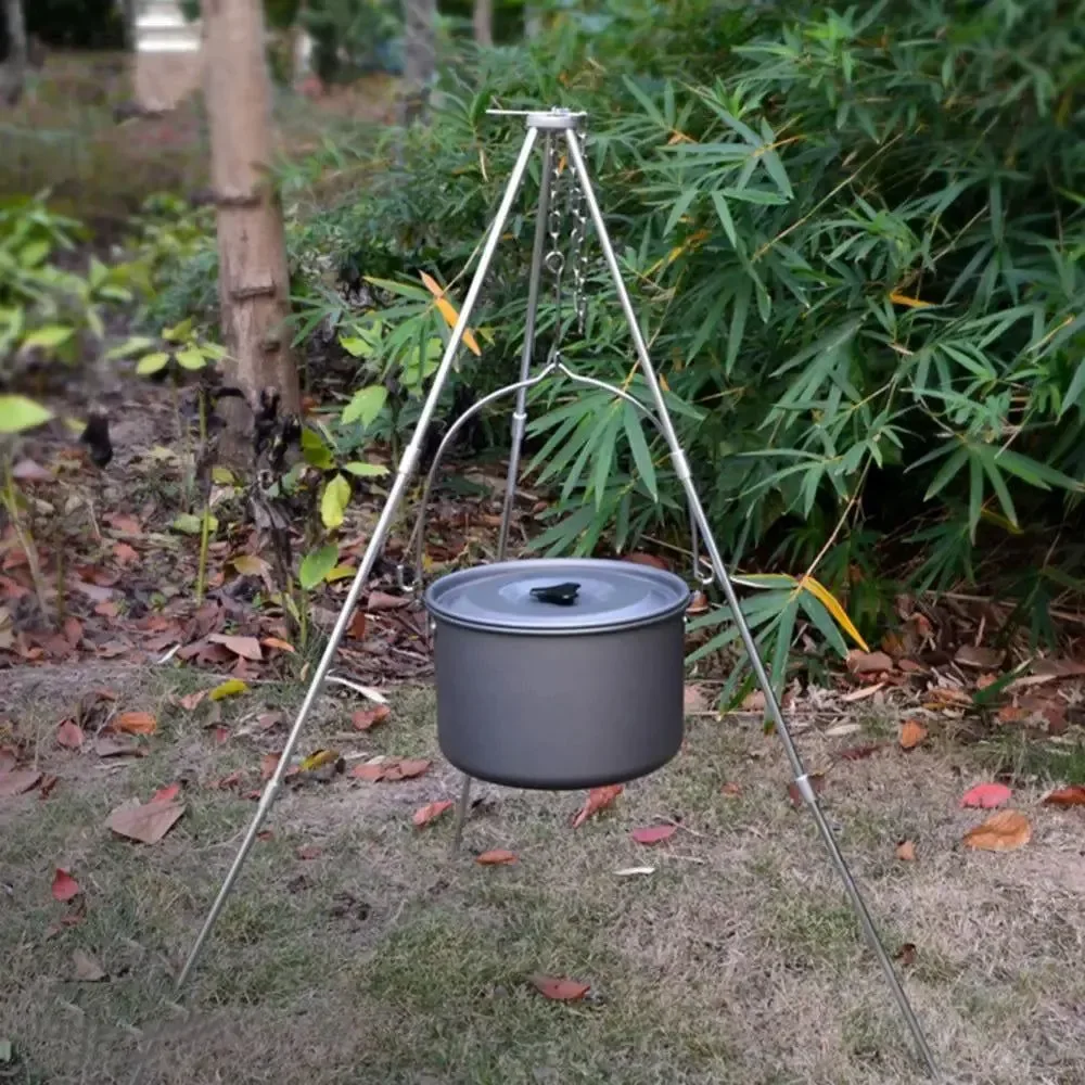 Official Trípode plegable de acero inoxidable para barbacoa de camping al aire libre Soporte portátil para ollas colgantes y parrilla para cocinar Enhanced