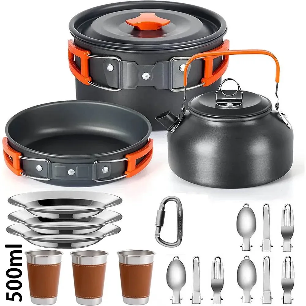 Fine Crafted Juego de cocina para acampar juego de utensilios de cocina ligeros de aluminio para exteriores i para viajes trekking y senderismo. Clean