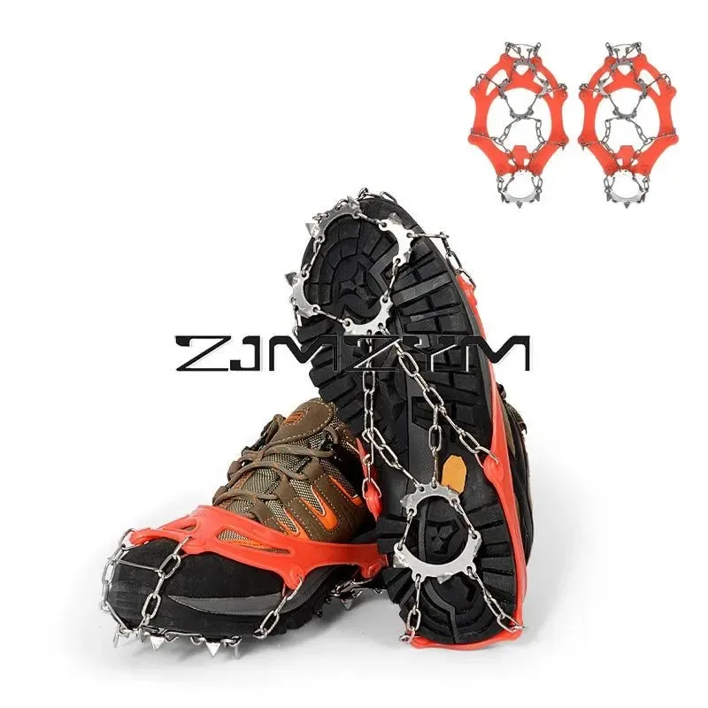 High-Grade Crampones de escalada antideslizantes de 13 dientes garras de hielo para senderismo invernal y agarre en la nieve. Dependable