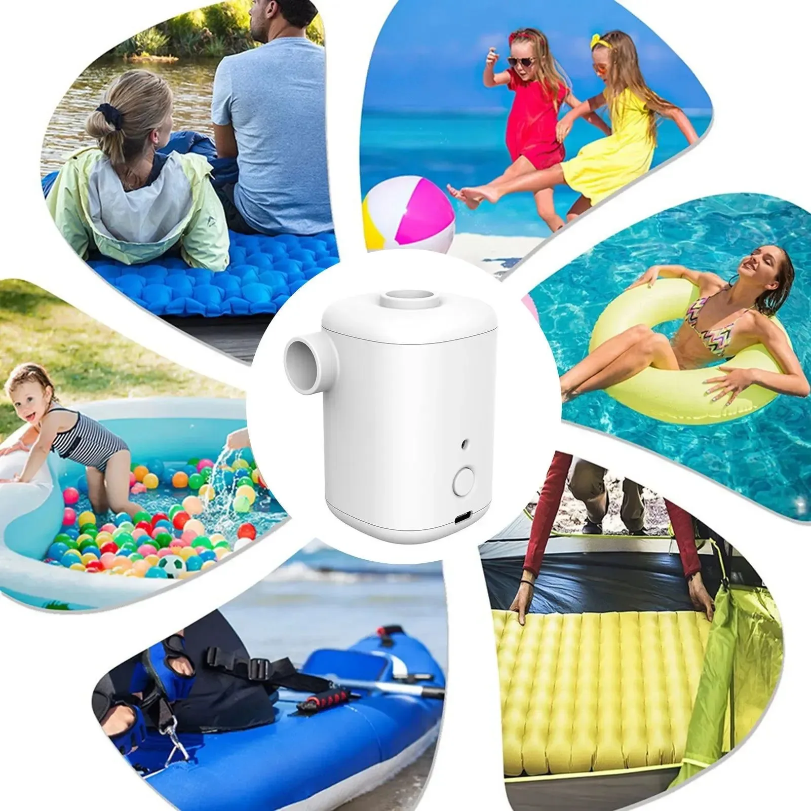 Solid Bomba de aire portátil recargable bomba inflable fácil de usar para colchones inflables camping y actividades al aire libre. Excellent