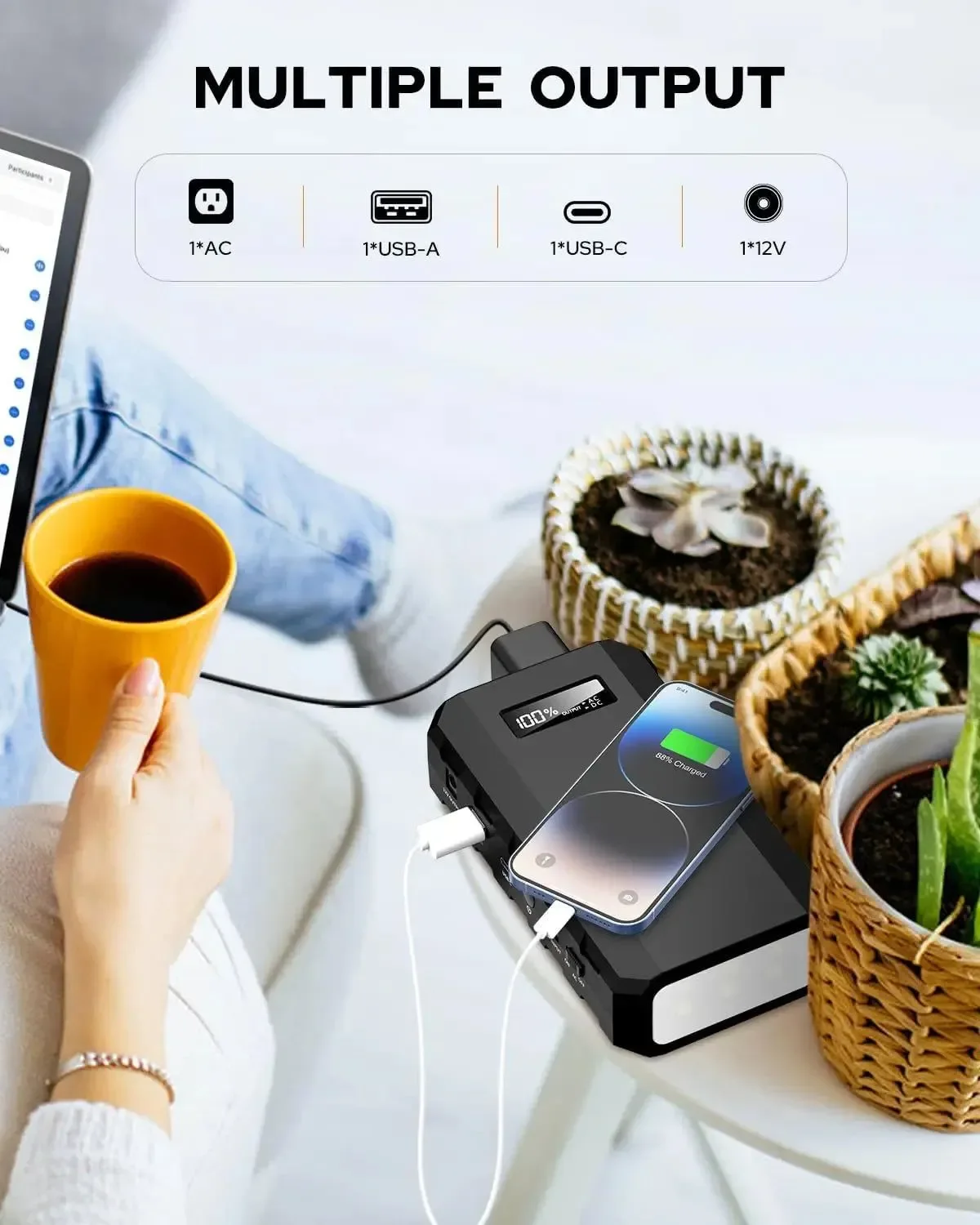 Sustainable Estación de energía portátil de 65 W con toma de CA - Generador solar de 88 8 Wh 24 000 mAh para camping y viajes High-Quality