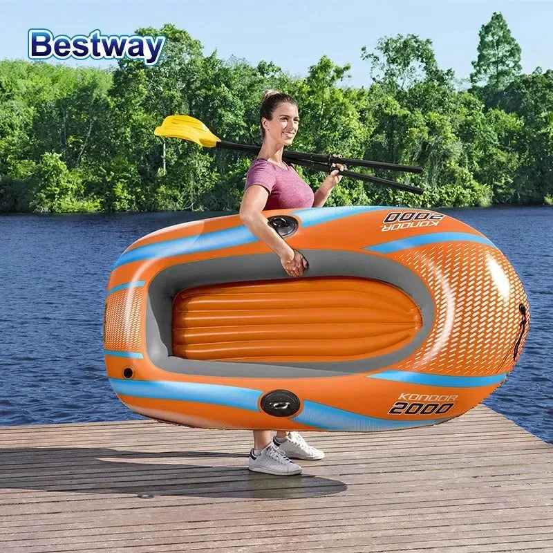 Detailed Heavy-Duty Inflatable Kayak for 1-3 Persons PVC Rafting Boat for Thrilling Water Adventures Eco-Friendly