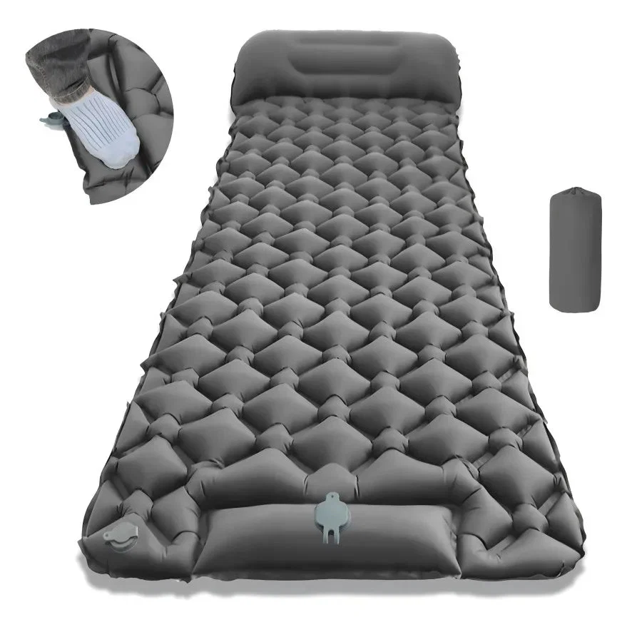 Elite Ultralight Inflatable Camping Sleeping Pad with Pillow – Foldable Travel Air Mattress for Hiking Beach Enhanced