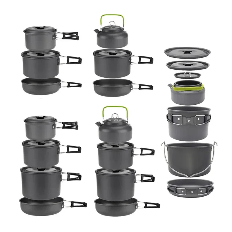 First-Class Camping Cookware Set for 1–7 Persons – Lightweight Portable Pot Pan Set with Carry Bag Sophisticated