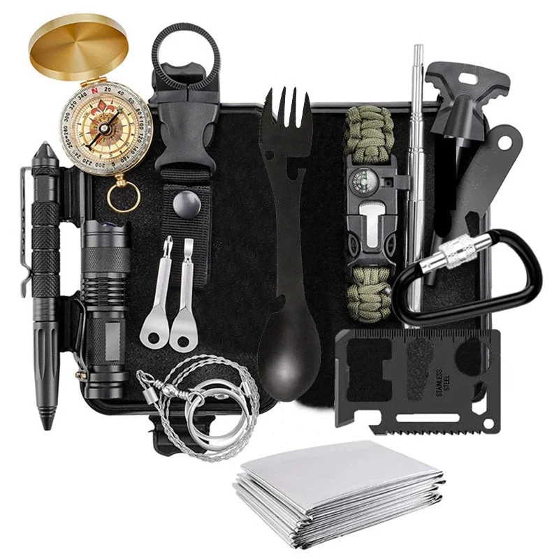 Advanced Survival Kit Emergency Set – Multi-Tool Outdoor Camping First Aid Gear for Hiking Travel Wilderness Detailed