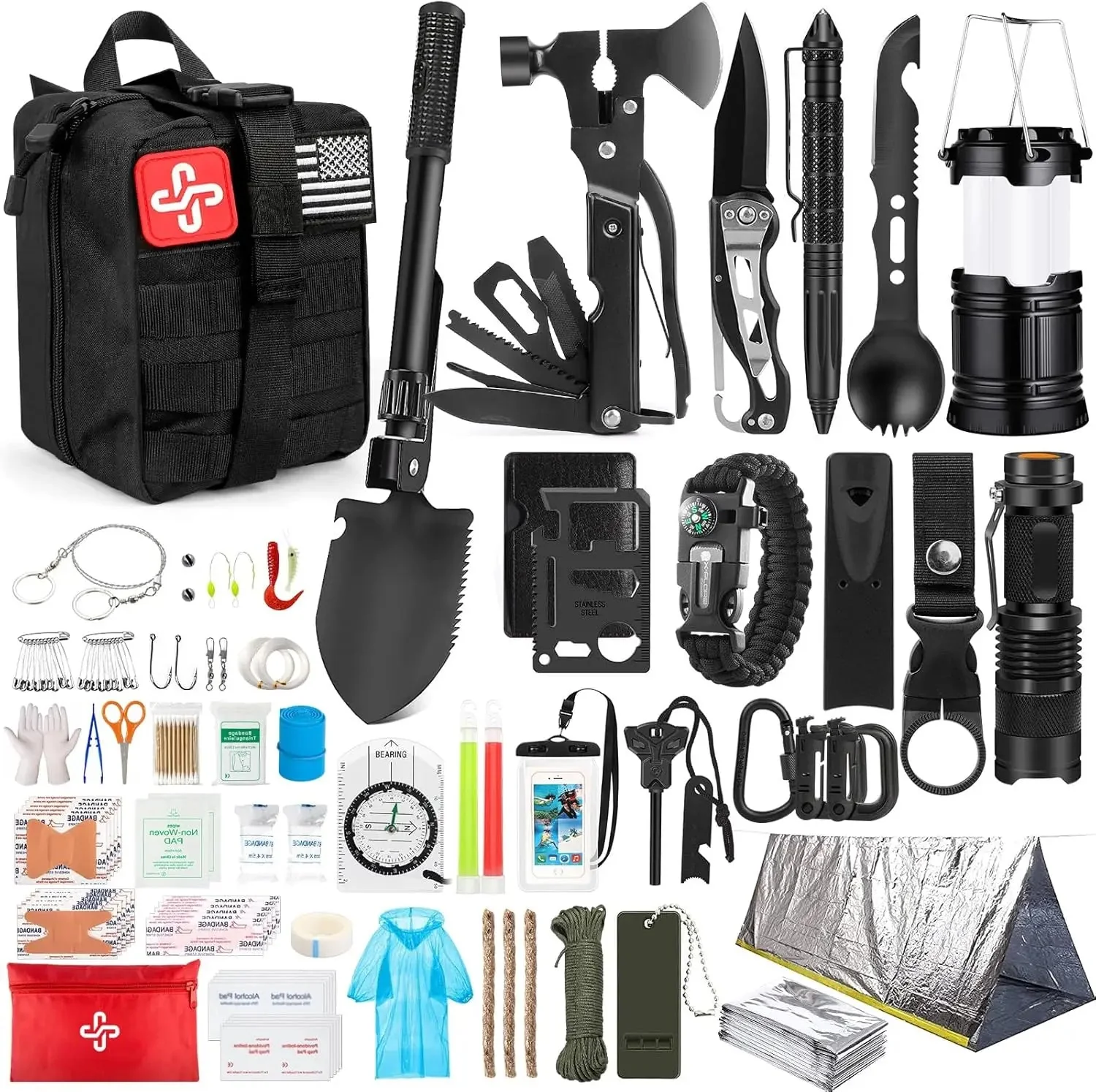 Elite 250-Piece Emergency Survival First Aid Kit – Comprehensive Outdoor Medical Kit for Camping Hiking Disaster Preparedness Fashionable