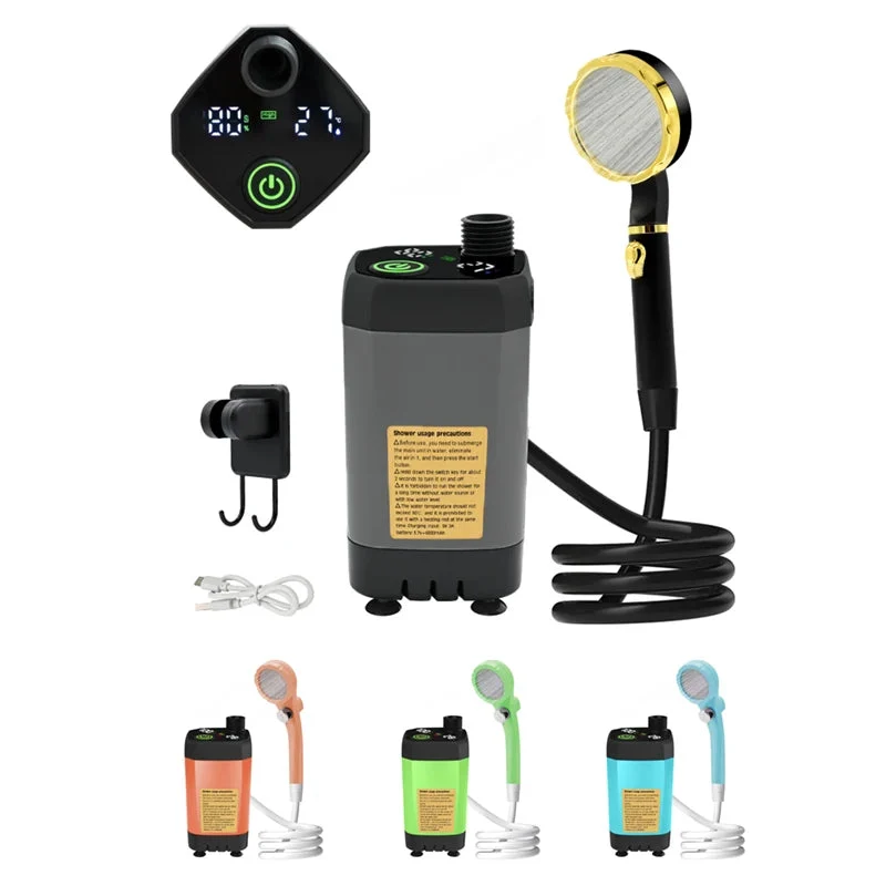 Classic 6000mAh Portable Camping Shower Pump Digital Display Functional