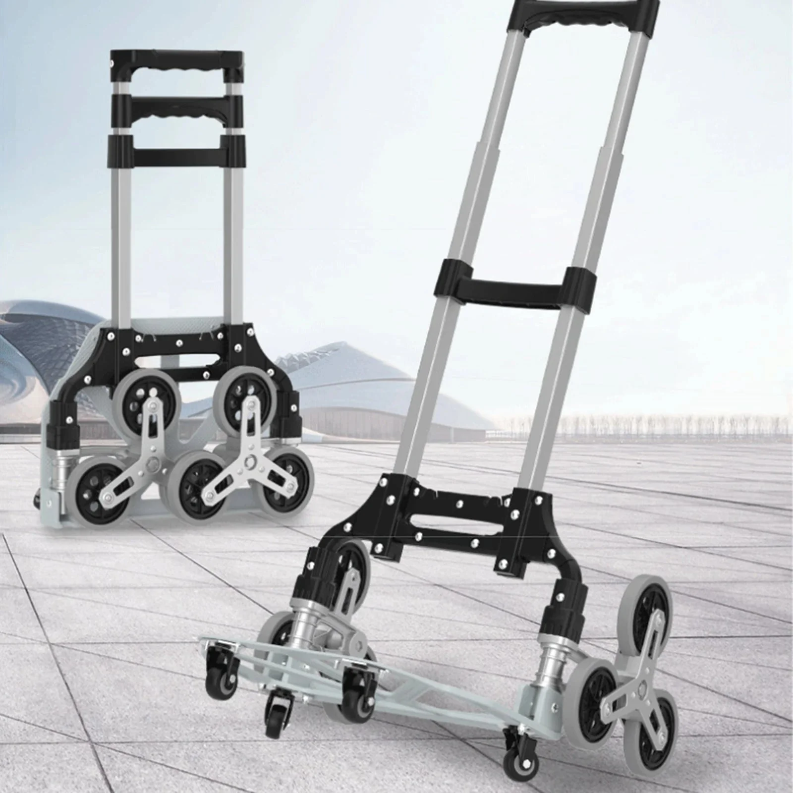 Certified Portable Folding Trolley Cart – Aluminum Alloy Stair-Climbing Cargo Cart with Wheels Portable Folding Trolley Cart – Aluminum Alloy Stair-Climbing Cargo Cart with Wheels World-Class