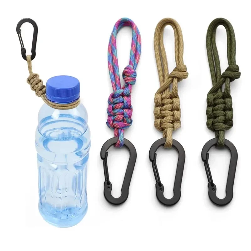Contemporary Hands- Water Bottle Holder Lanyard with Carabiner Clip – Adjustable Woven Strap for Hiking Camping Daily Carry Long-Lasting