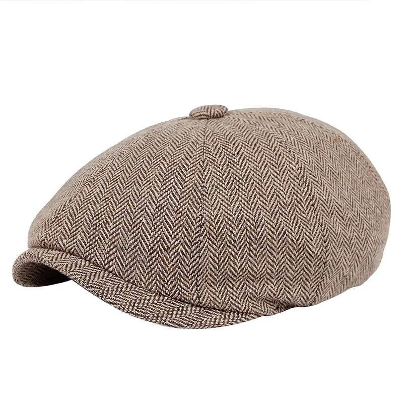 Trendy Classic Herringbone Newsboy Cap Verified