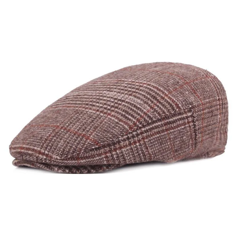 Convenient Houndstooth Plaid Wool Ivy Cap Fine