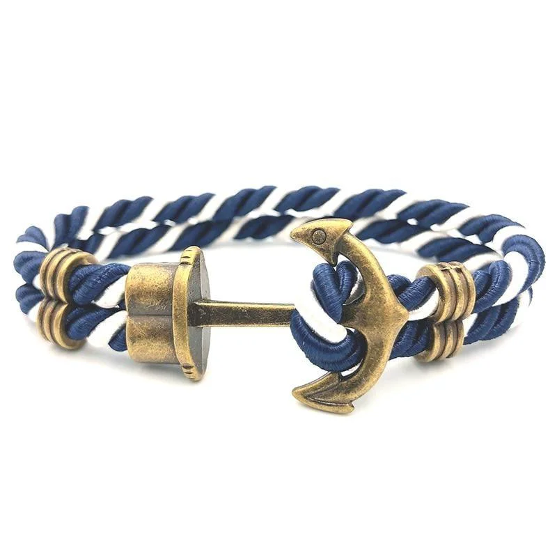 Eco-Friendly Luigi Anchor Striped Rope Bracelet Unique