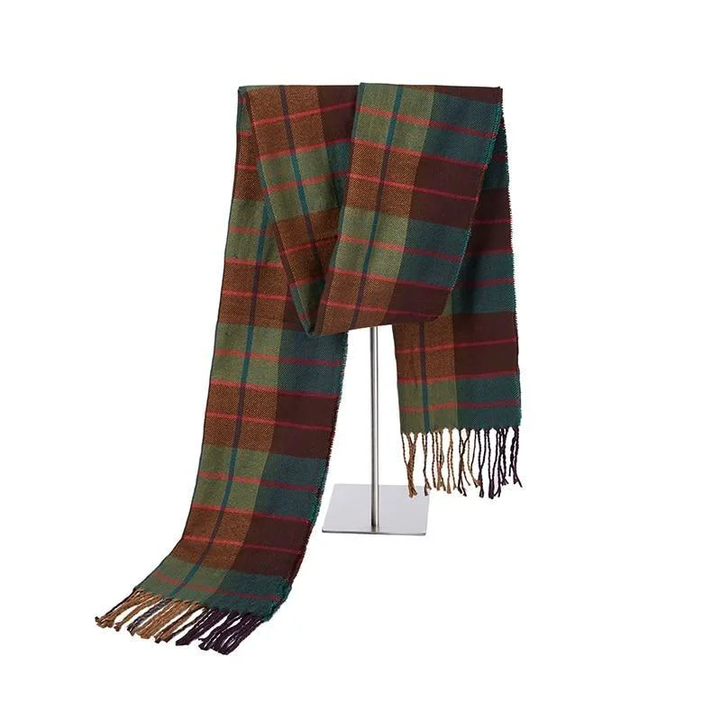 Comfortable Harold Tartan Plaid Cashmere Wool Scarf Detailed